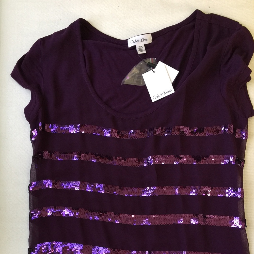NWT Calvin Klein Top with Sequins Detail